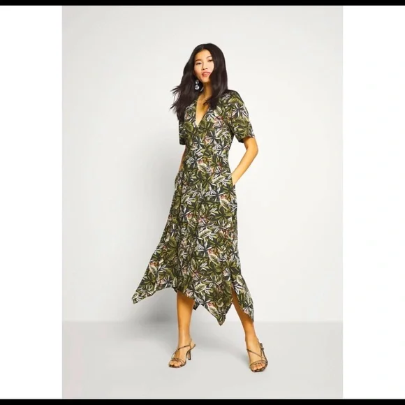 Banana Republic | Dresses | Nwt Banana Republic Green Tiger Wrap Jungle  Dress Size 4 | Poshmark